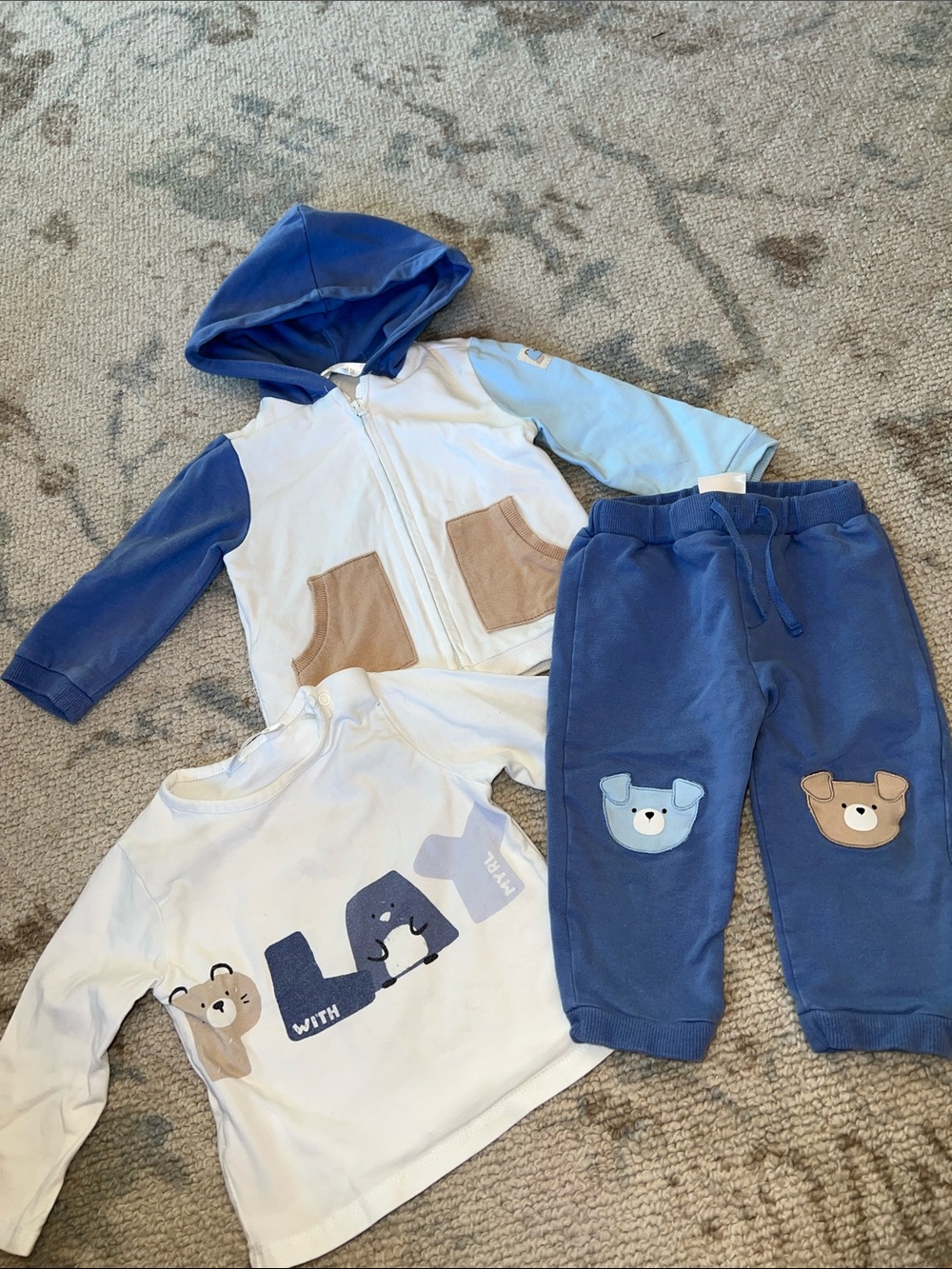 Mayoral Blue and White Hooded Baby Jacket Set